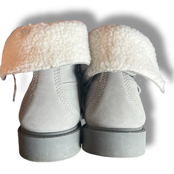 Timberland Women's Gray Linden Woods Waterproof Fold Down Teddy Fleece Boots 6.5 - Picture 6 of 12